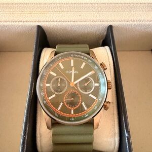 Fossil Olive Green Dial Chronograph with Rose Gold Accents